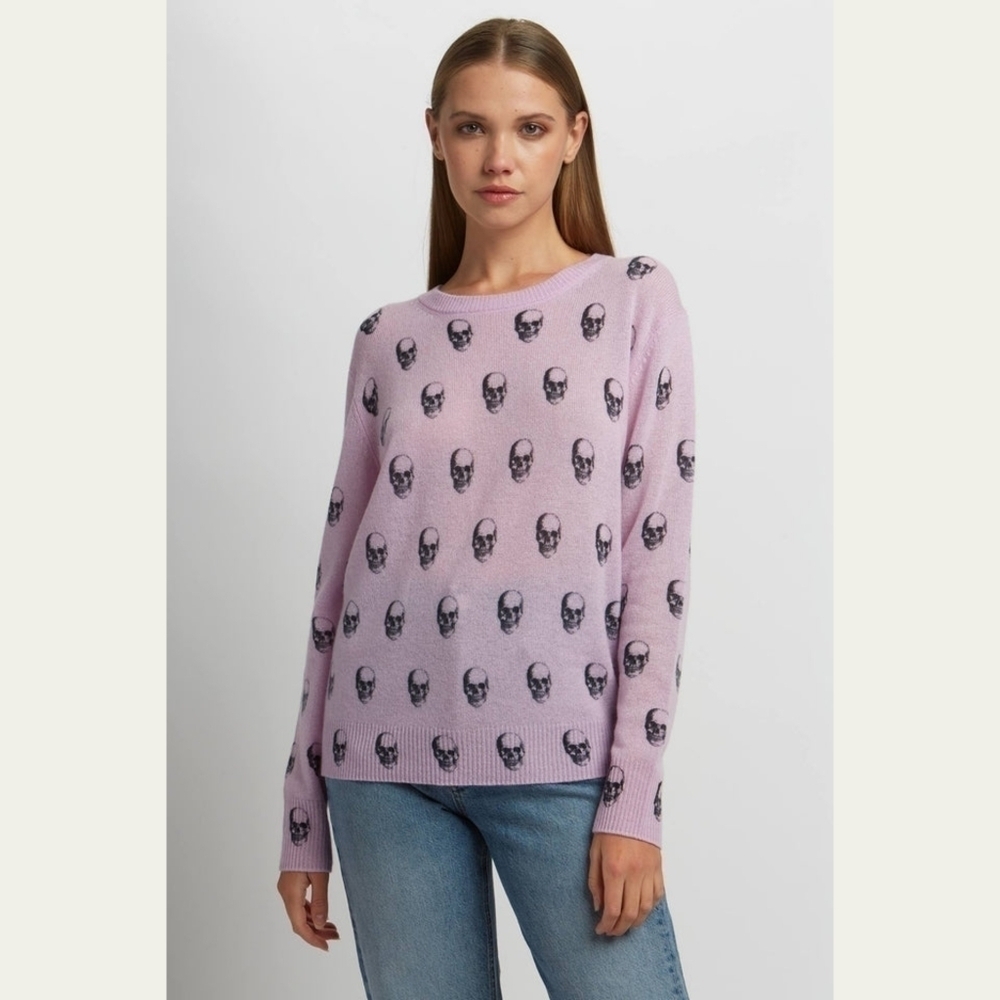 Nwt 360 Cashmere | Elisa Skull Crewneck In Lavender